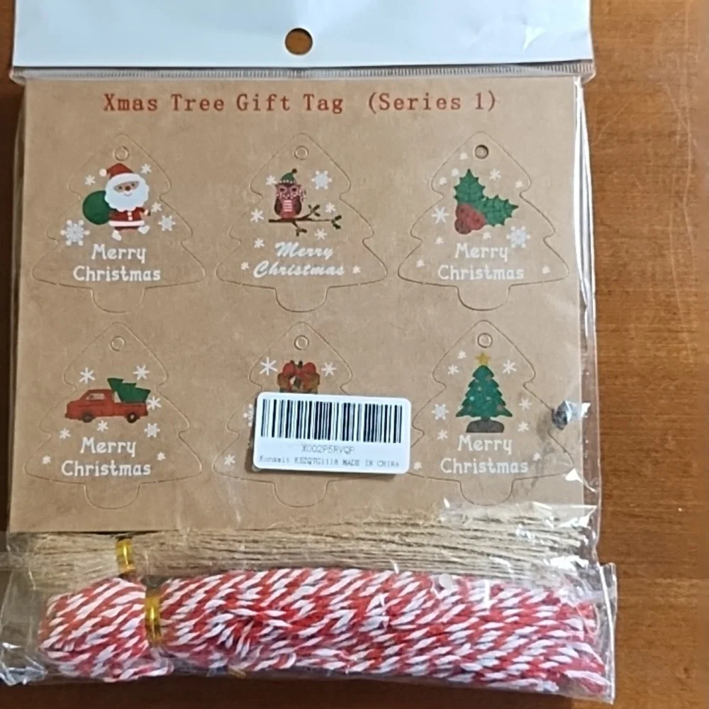 Christmas Tree Gift Tags 120 Count Brown Craft Paper Ribbon Twine Red Green